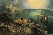 BRUEGEL, Pieter the Elder landscape with the fall of lcarus Sweden oil painting reproduction